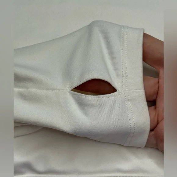 ROBERTO CAVALLI White Long Sleeve Sports Bra Mesh Cut Outs Criss Cross Stretch